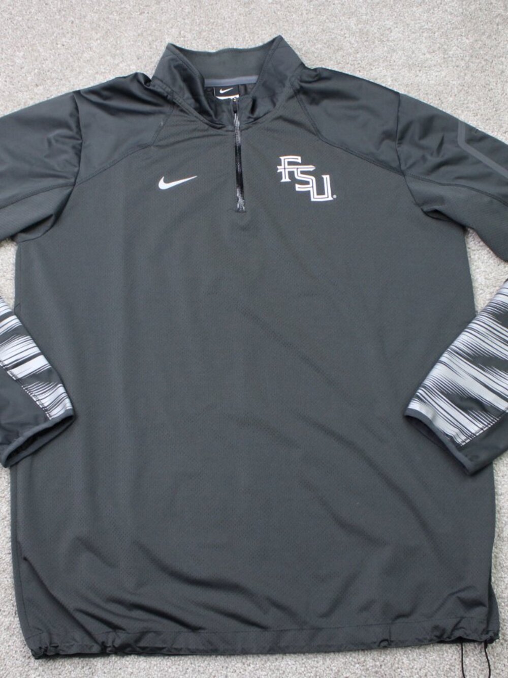 Nike Florida State Jacket Mens Medium Gray Platinum Fly Rush 1/4 Zip Pullover